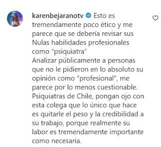 "Poco ético": Karen Bejarano sin filtro en contra de la Doctora Cordero
