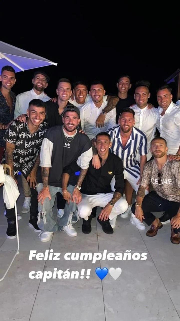 Los jugadores en el cumpleaños de Messi