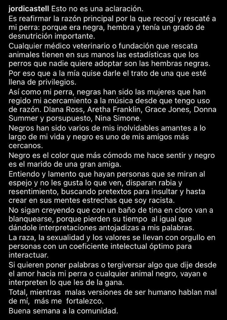 “Negra y fea”: La defensa de Jordi Castell tras polémicos dichos