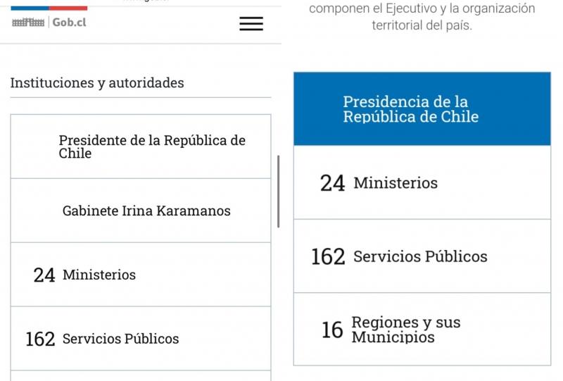 Pantallazo de sitio web del Gobierno