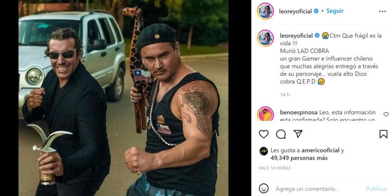 Pantallazo del Instagram de Leo Rey
