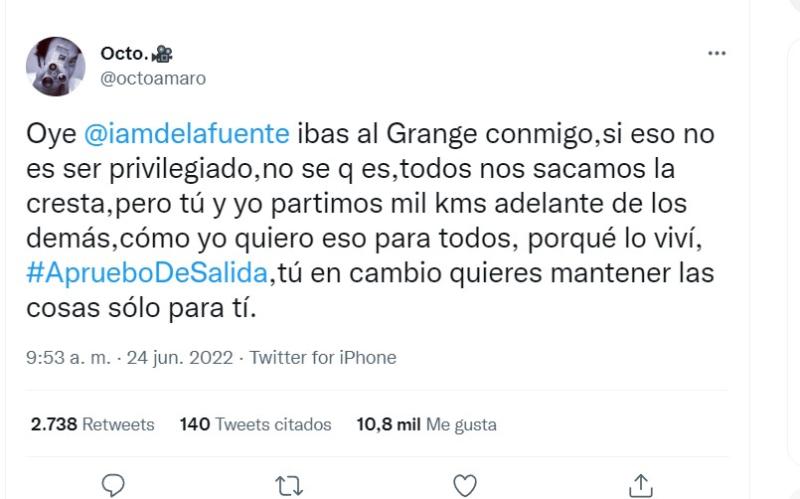 Tuit sobre Cristián de la Fuente