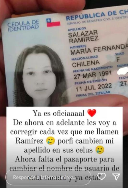 Fernanda Salazar hizo oficial cambio de apellidos: celebró mostrando su nuevo carnet de identidad