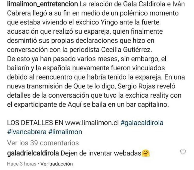 Respuesta de Gala Caldirla
