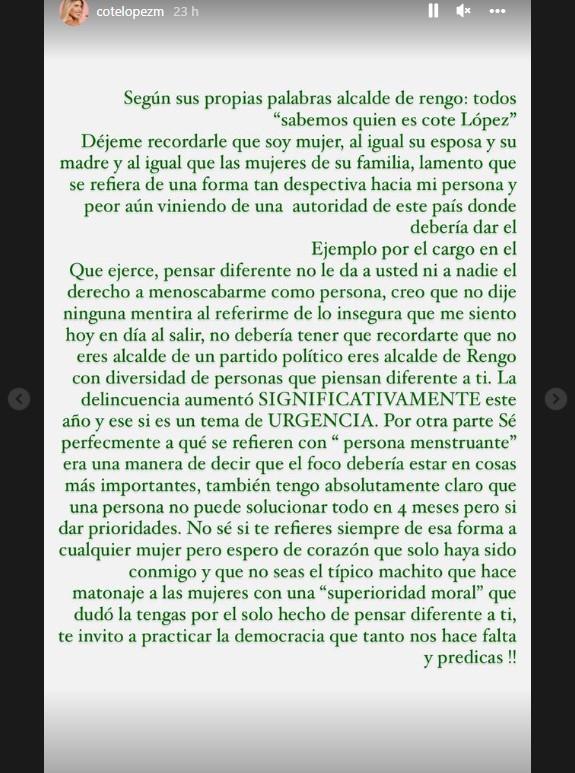 Historia de Coté López en Instagram