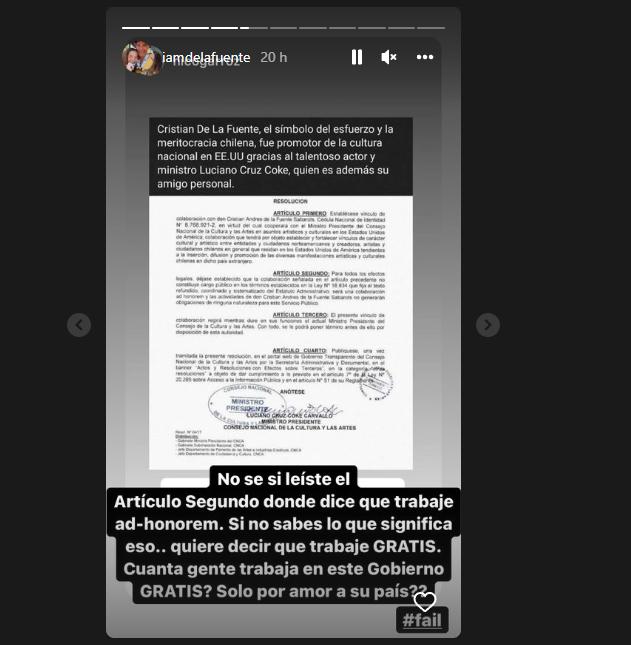Cristián de la Fuente le paró los carros a una usuaria en Instagram tras cuestionamientos