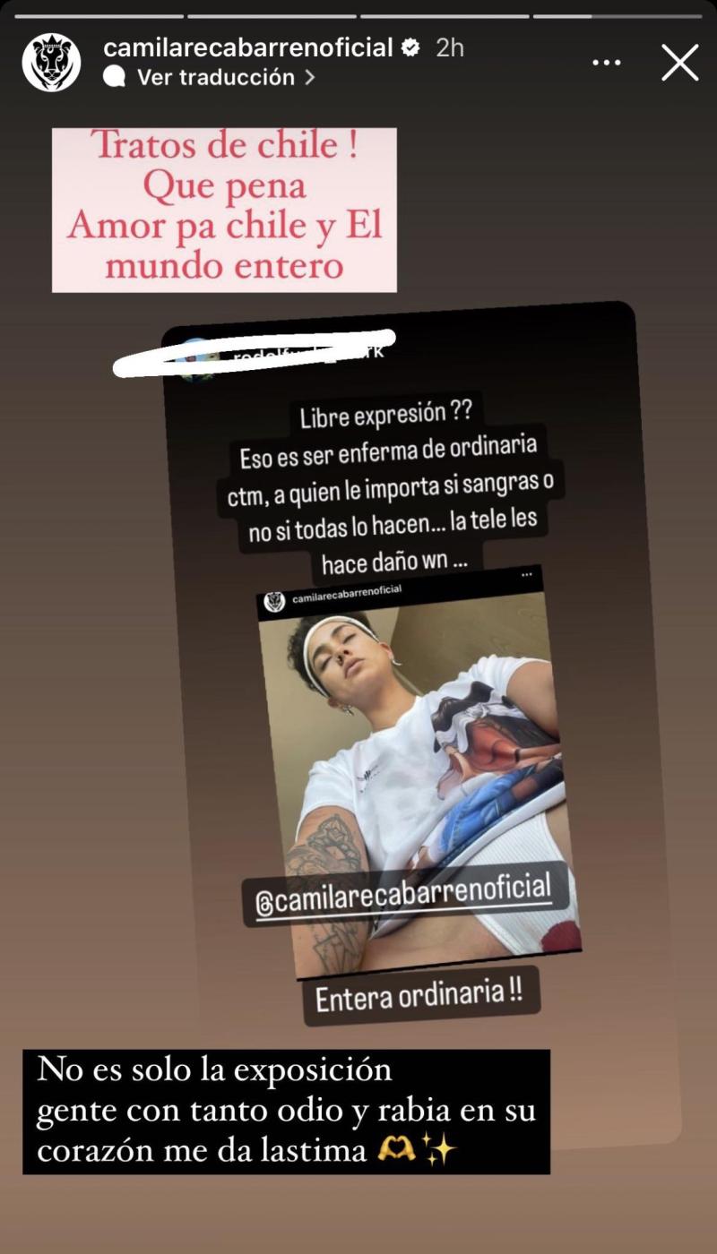 Captura de Camila Recabarren en Instagram