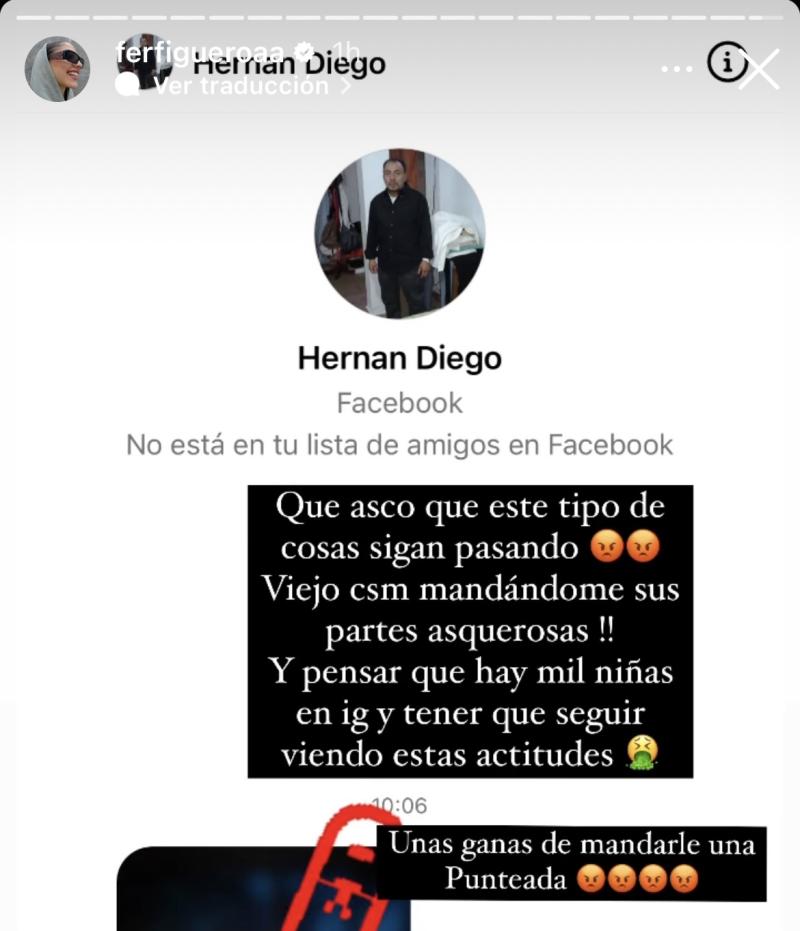 Fer Figueroa denunció a hombre por enviarle fotos de sus genitales