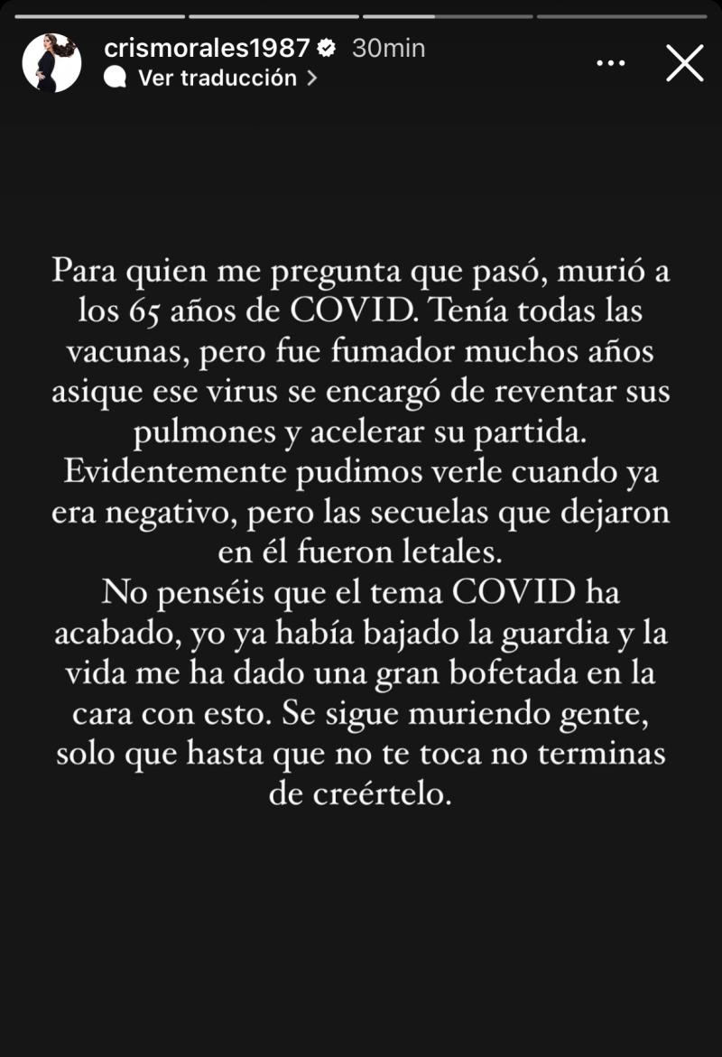 Cristina Morales reveló la causa de muerte de su papá