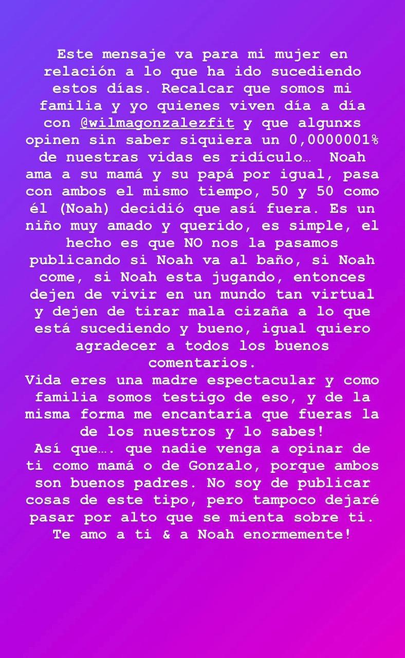 El pololo de Wilma González salió en su defensa