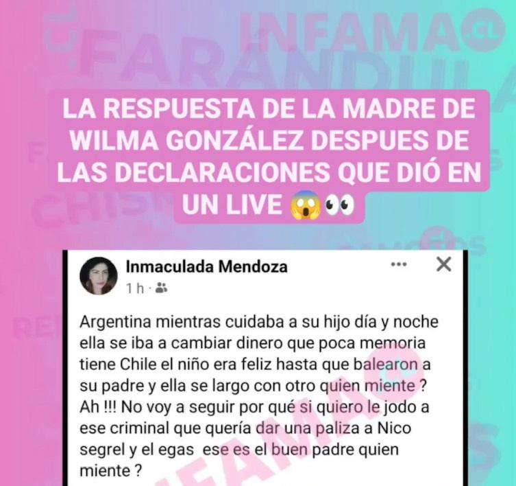 La madre de Wilma González se lanzó en contra de su hija