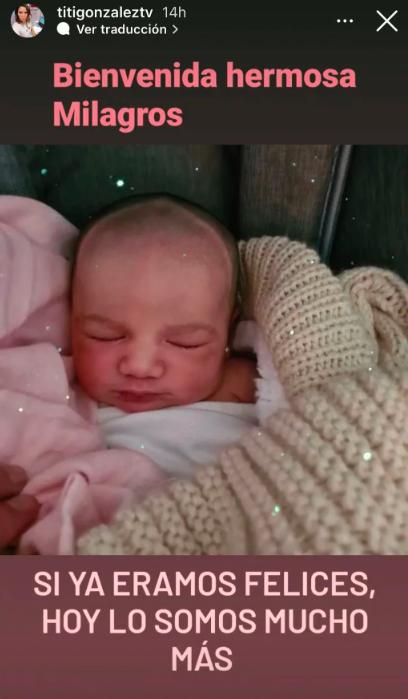 "Bienvenida, hermosa Milagros": Cristina González anunció el nacimiento de su hija con tierna postal