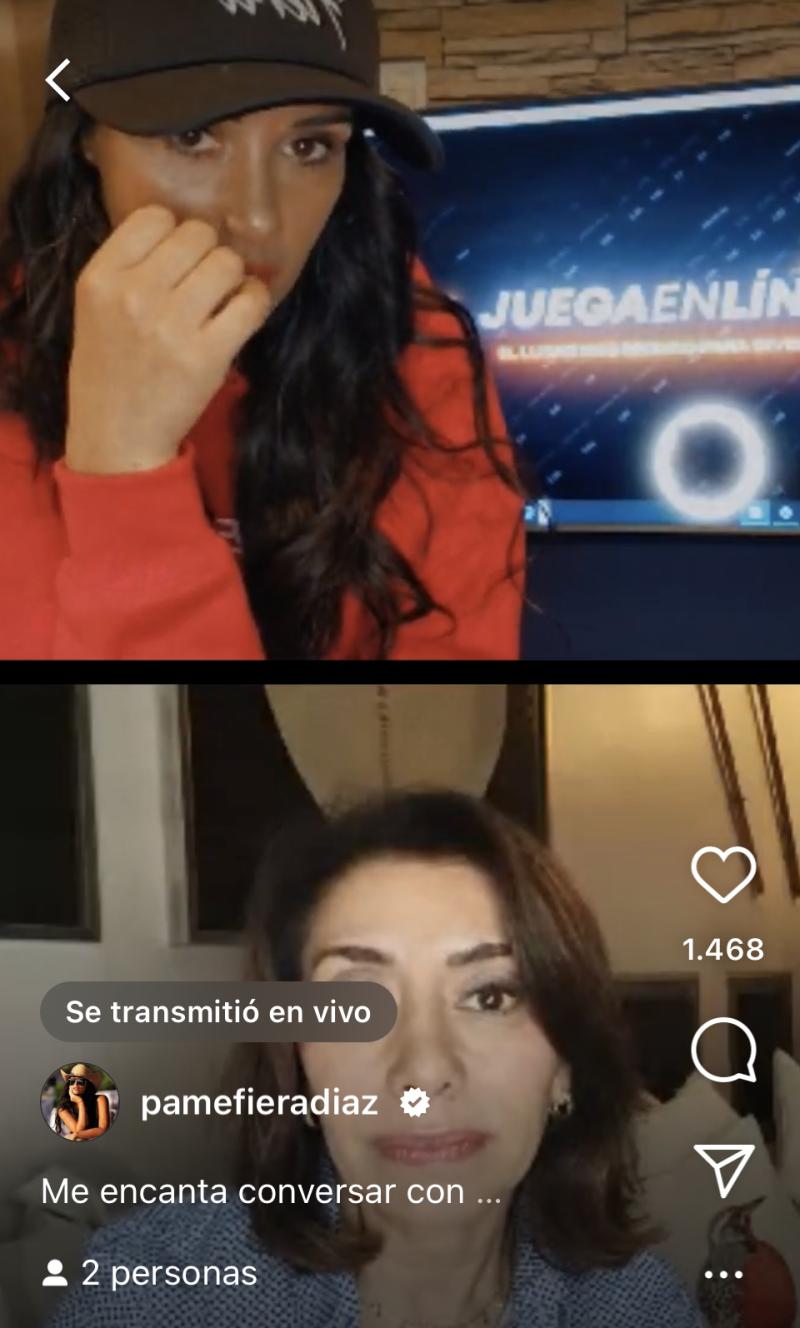 Pamela Díaz y Carmen Gloria Arroyo conversando en Instagram