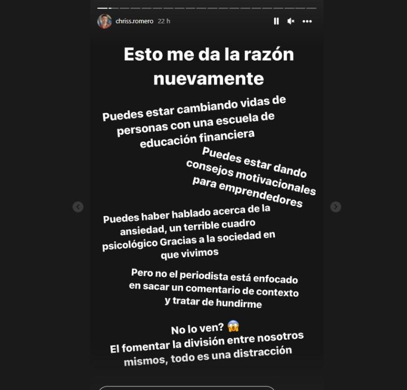 Instagram de Cristóbal Romero