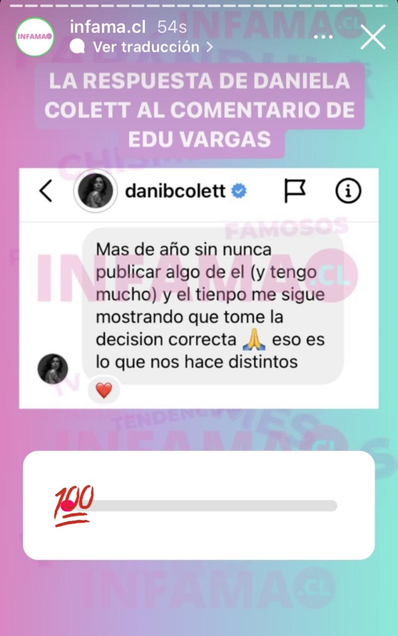 Daniela Colett responde en Instagram