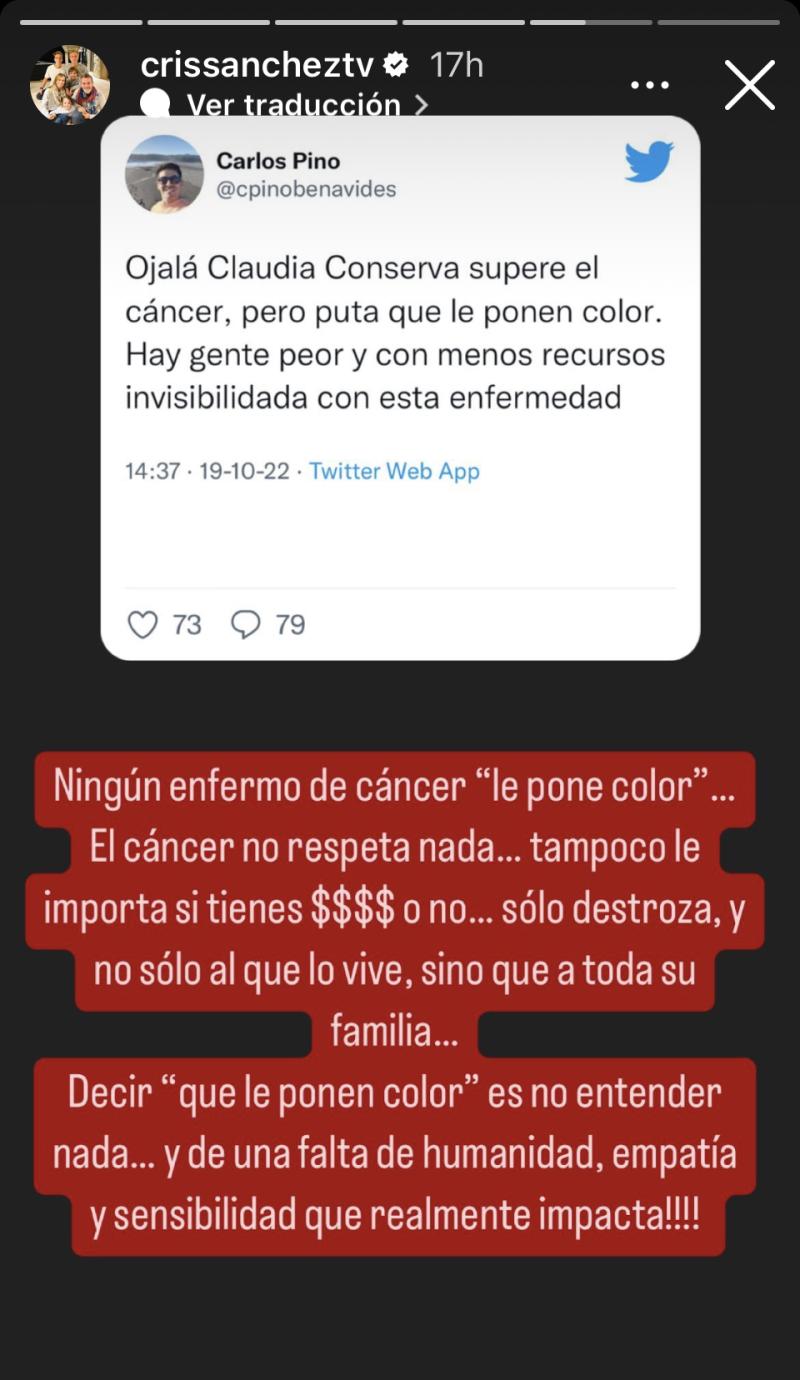 Cristián Sánchez defendió a Claudia Conserva en redes sociales