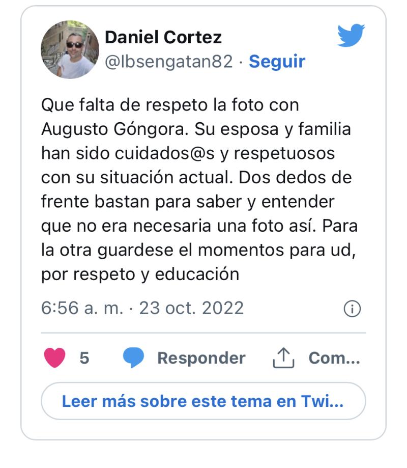 Usuarios reaccionan a imagen de Augusto Góngora en la actualidad