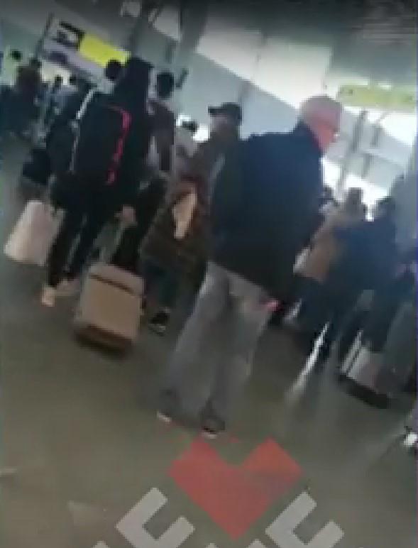 Angélica Castro en el aeropuerto