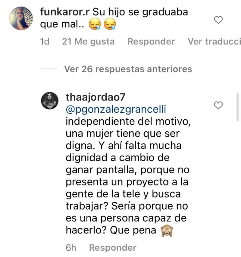 Thais Jordão defiende a Iván Núñez