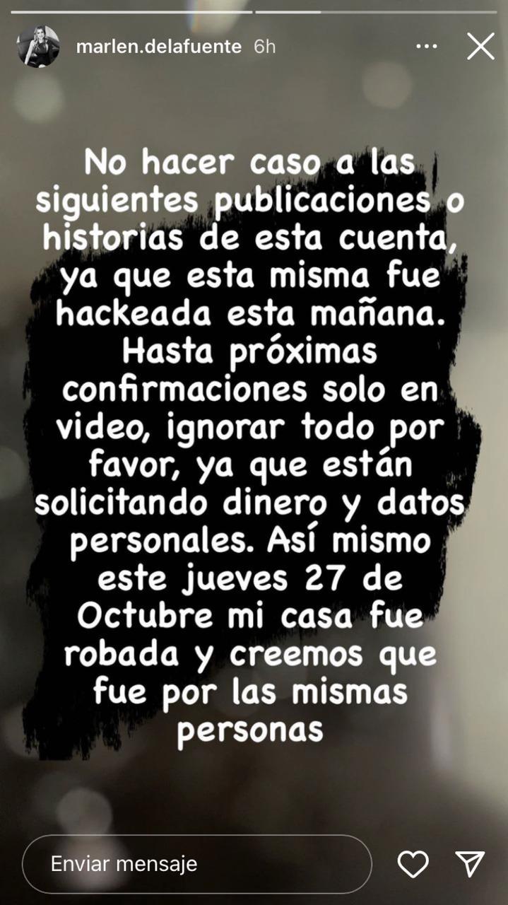 Comunicado Marlene de la Fuente