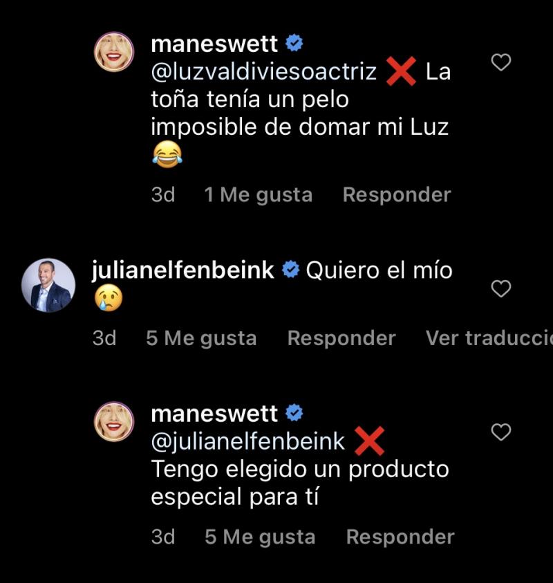 Mane Swett y Julián Elfenbein en Instagram