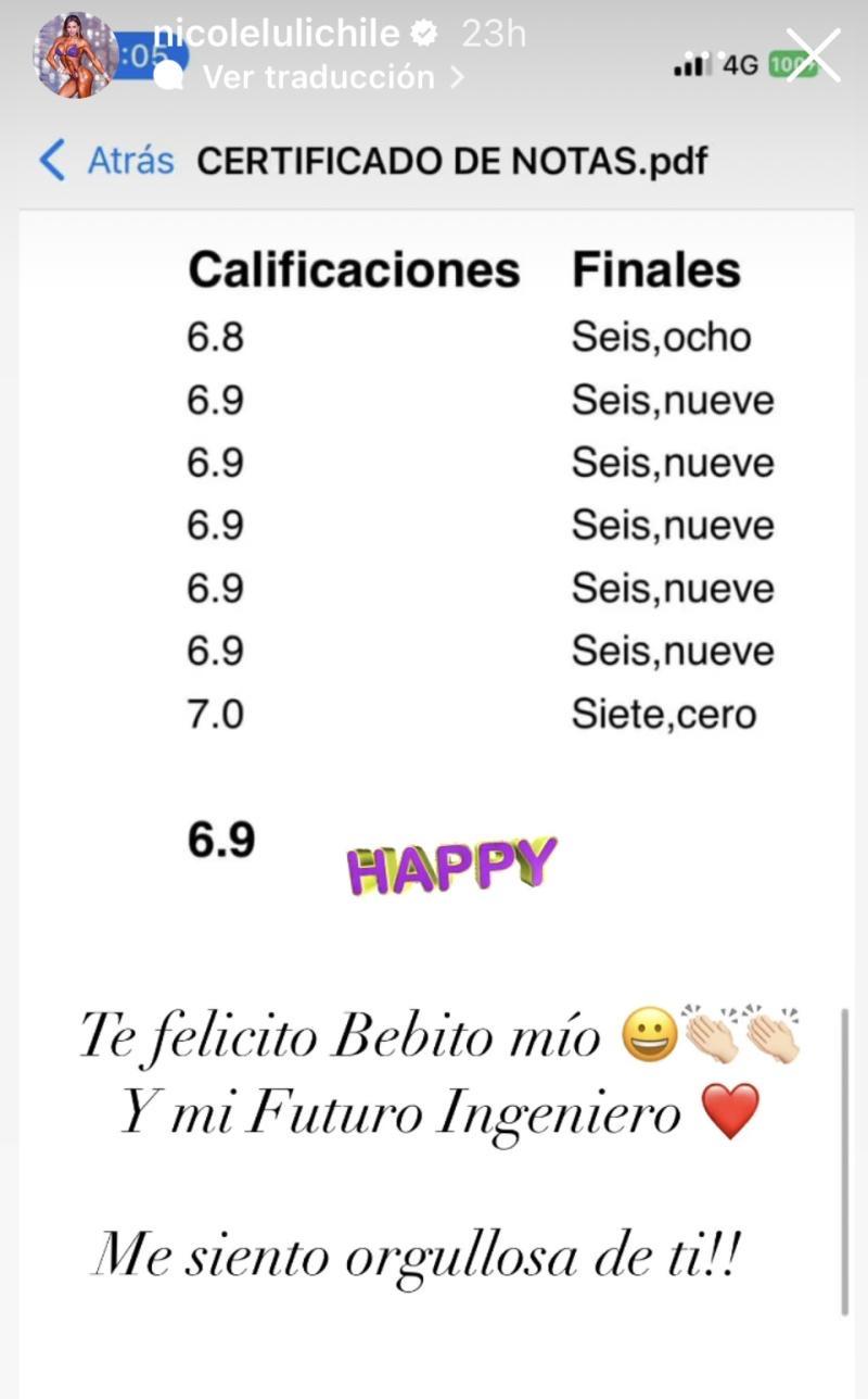 Nicole Moreno muestra las notas de su hijo