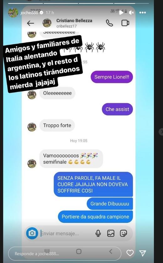 Historia del Instagram de Joche Bibbó