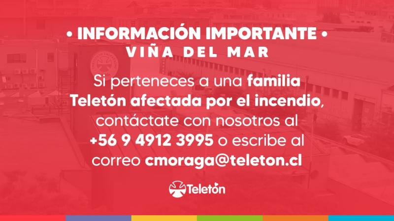 Anuncian ayuda a familias Teletón afectadas por incendio en Viña del Mar