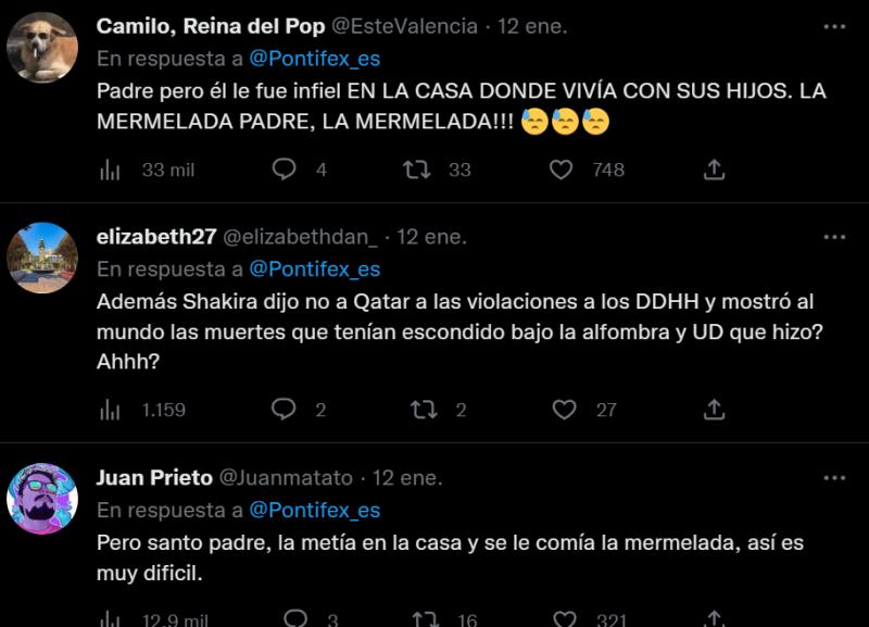 Respuestas a tuit del Papa Francisco