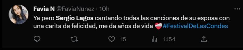 Tuit sobre Sergio Lagos en show de Nicole