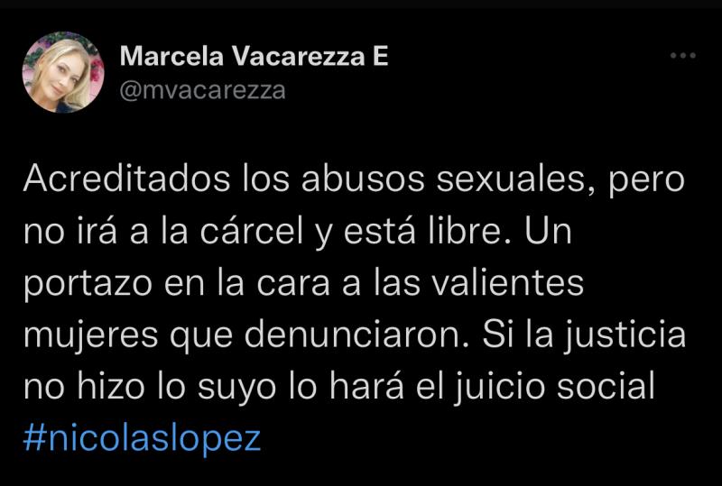 Marcela Vacarezza opina sobre la condena de Nicolás López