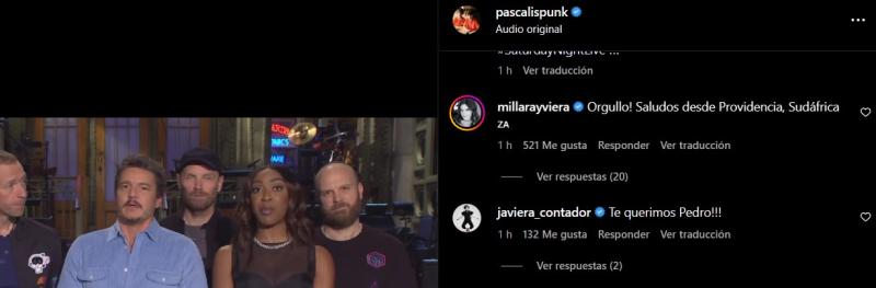 Comentario de Millaray Viera a Pedro Pascal
