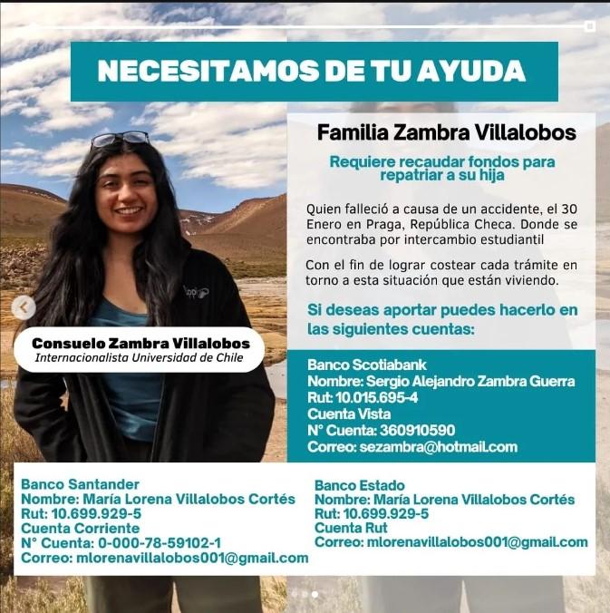 Recaudación para repatriar a Consuelo Zambra