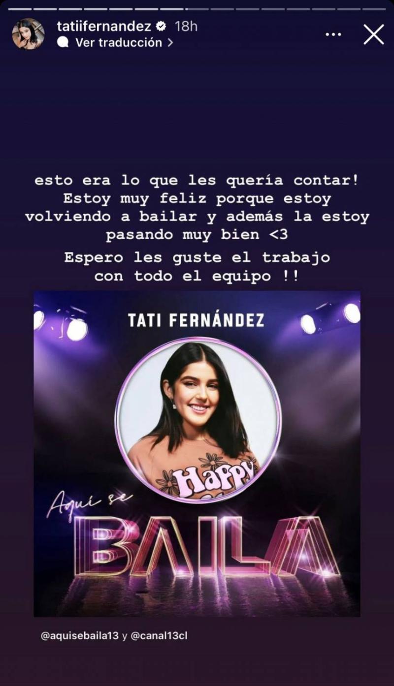 "Estoy muy feliz": Tati Fernández celebra su regreso al baile sumándose a la nueva temporada de "Aquí se baila"
