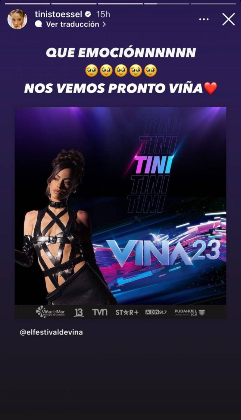 Tini celebra su llegada a Viña 2023: debutará sobre la Quinta Vergara