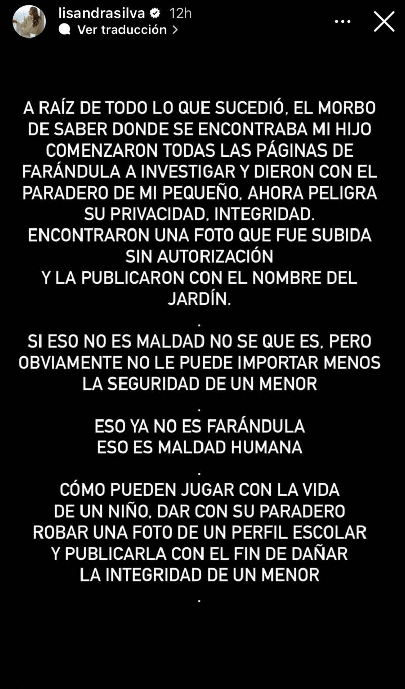 Lisandra Silva teme por la seguridad de su hijo