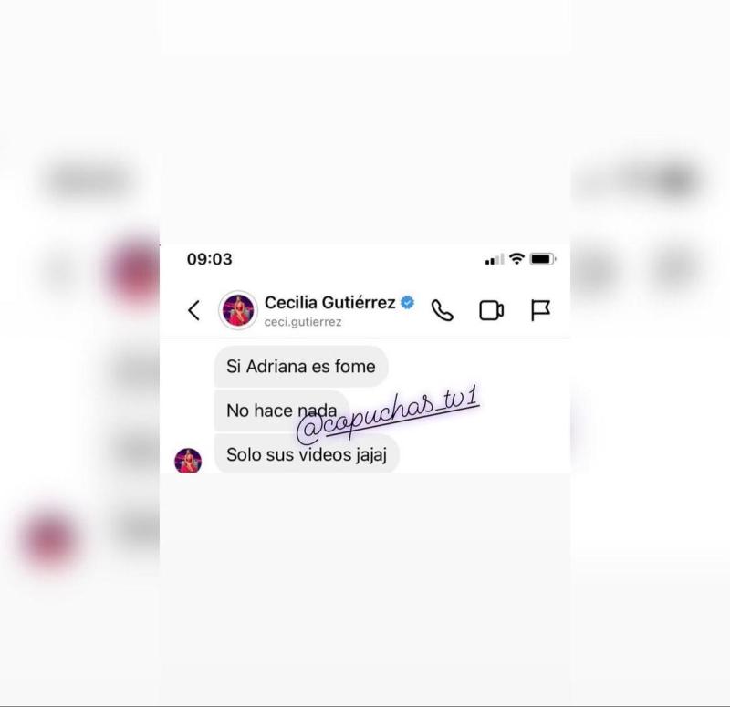 Supuestas capturas de conversaciones de Cecilia Gutiérrez.
