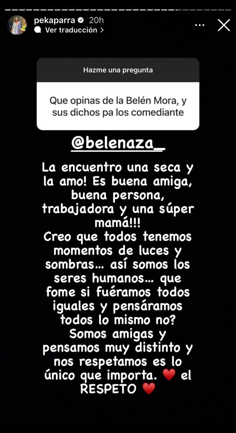Respuesta de Ingrid Parra sobre Belén Mora.