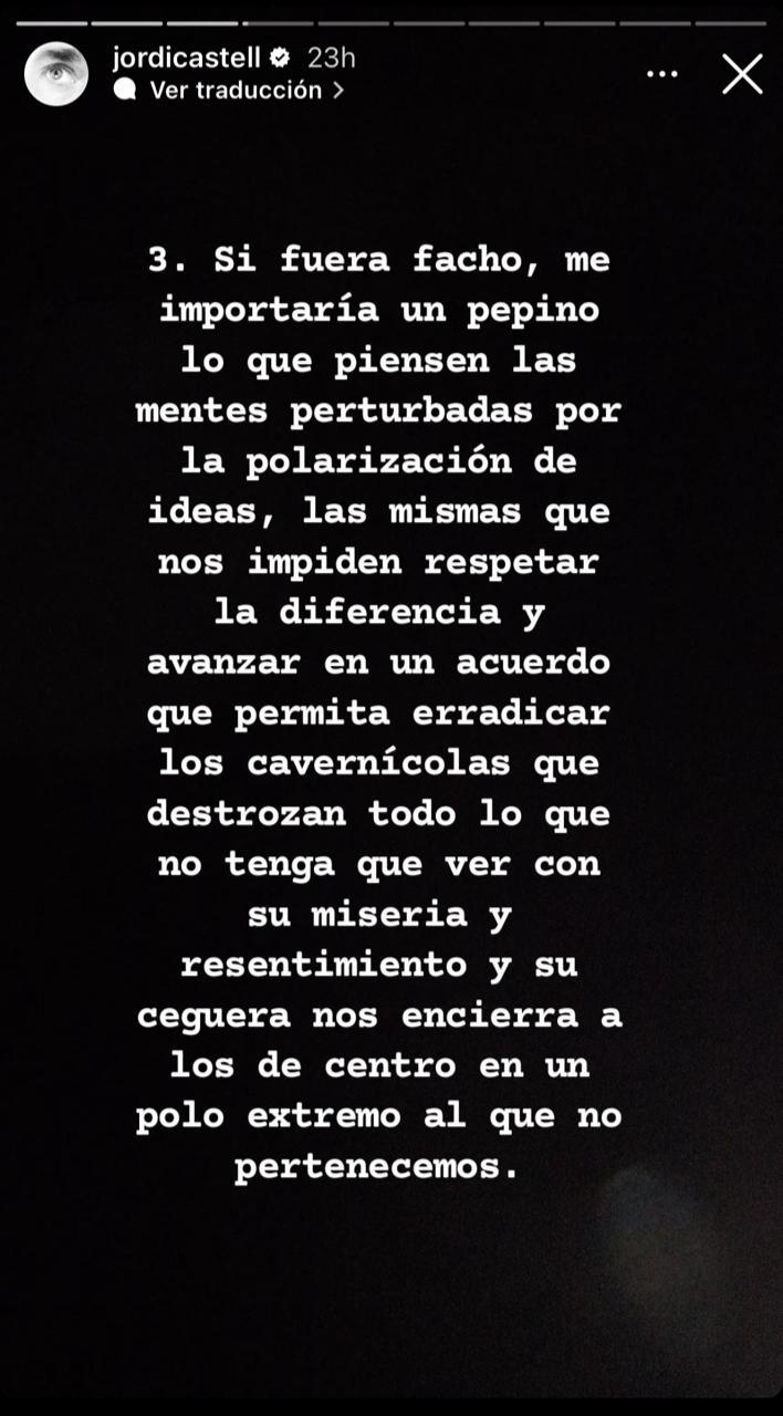 Descargo de Jordi Castell en redes sociales.