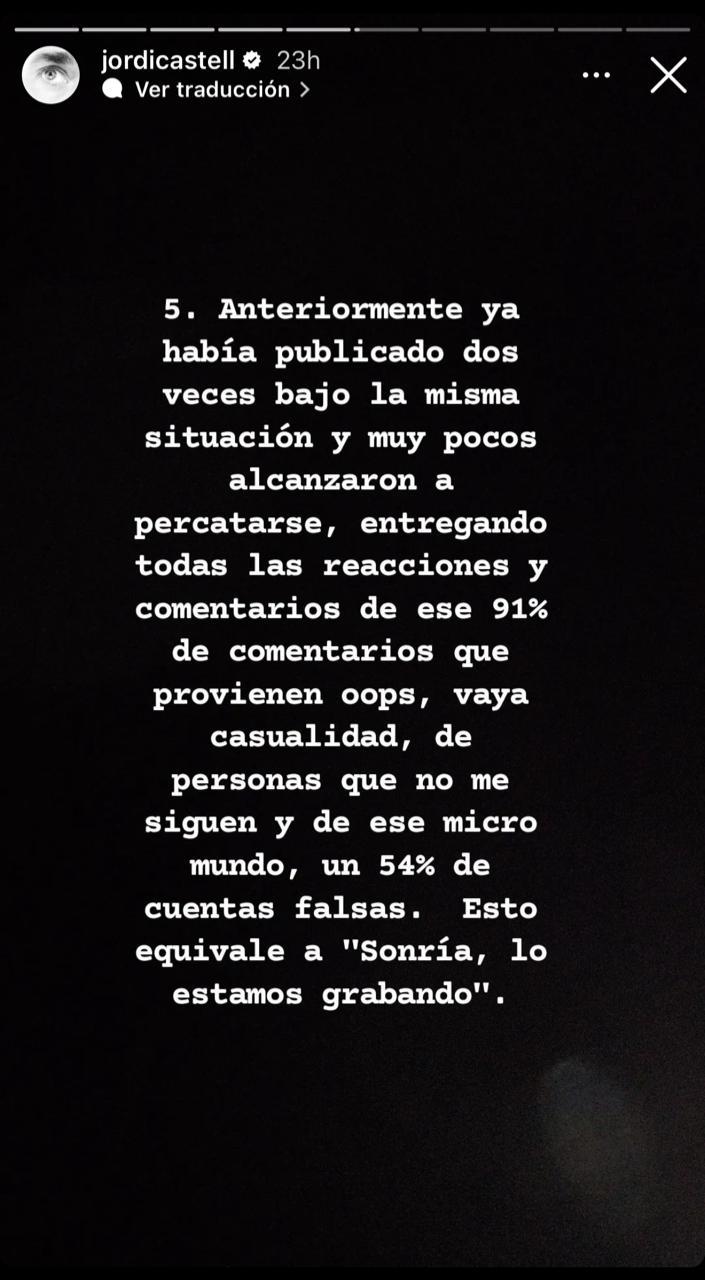 Descargo de Jordi Castell en redes sociales.