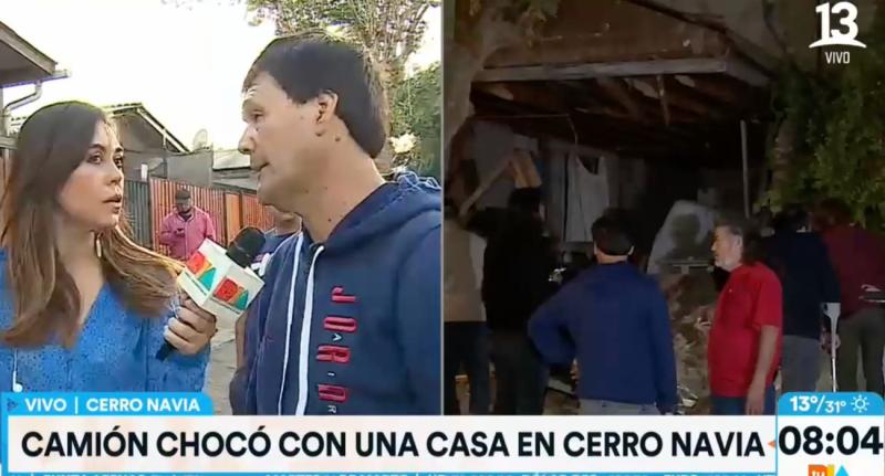 Camión chocó casa en Cerro Navia