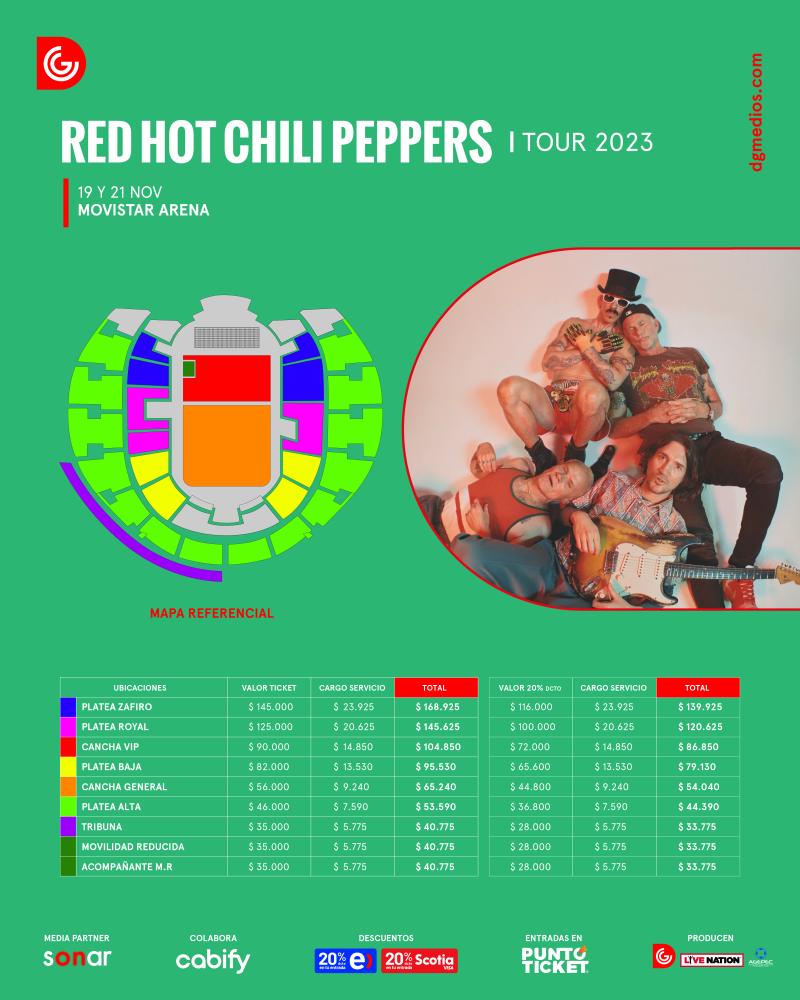 Precios de las entradas a Red Hot Chili Peppers en Chile