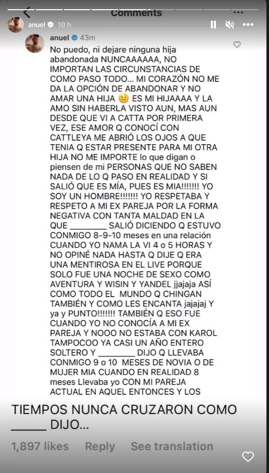 Anuel AA reconoce que tiene otra hija.