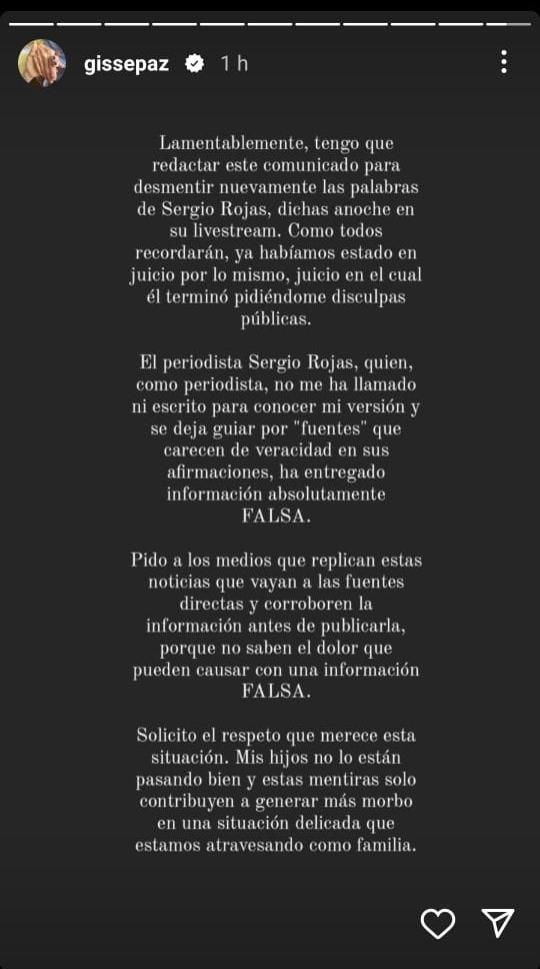 Comunicado Gissella Gallardo