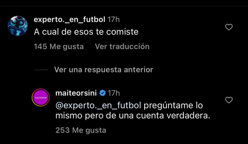 La contundente respuesta de Maite Orsini