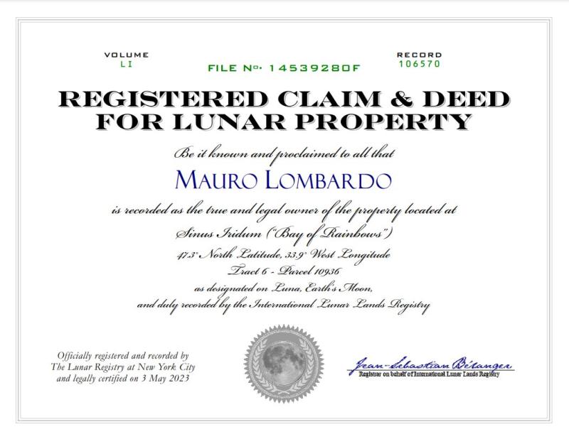 Propiedad de Duki en la luna.