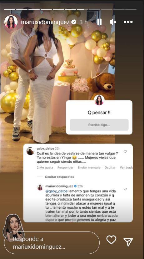 Mariuxi Domínguez responde a odioso comentario