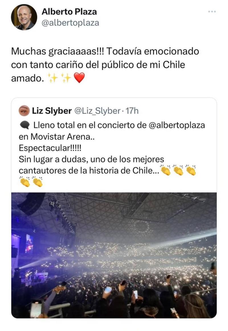 Alberto Plaza retuiteó la supuesta imagen de su concierto.
