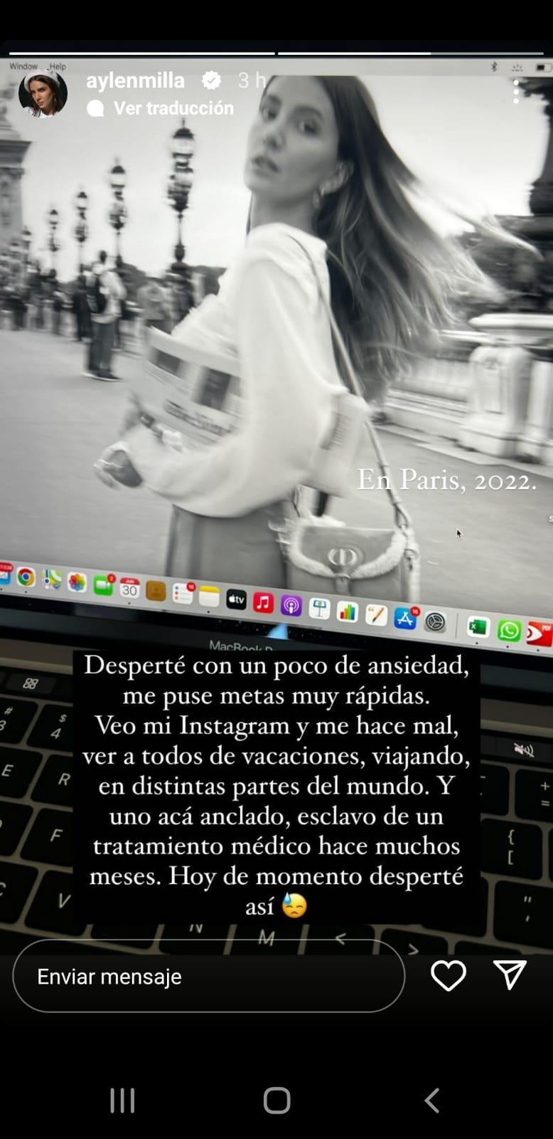 Aylén Milla compartió sentido mensaje.