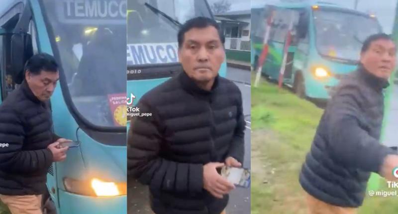 Chófer de microbús fingió ser golpeado por otro conductor